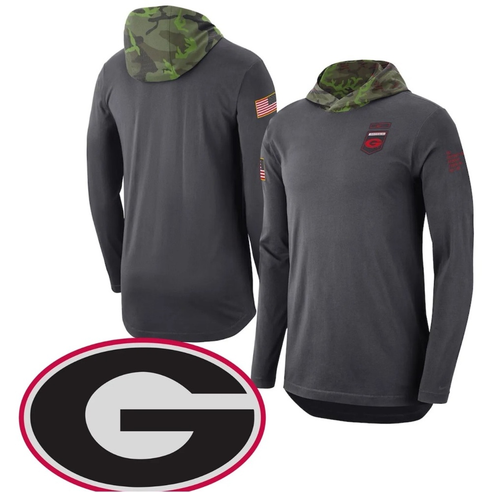 *NWT* Men Nike Hoodie Georgia Bulldogs Military Long Sleeve On Field Camo USA